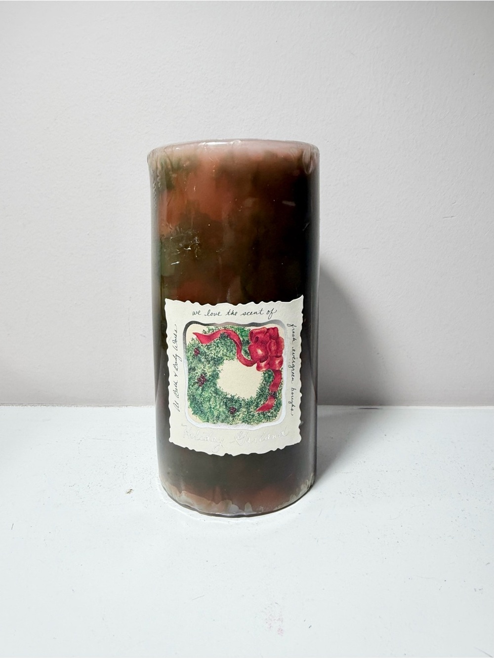 Vintage 90's Bath and Body Works Holiday Garland Pillar Candle 3x6